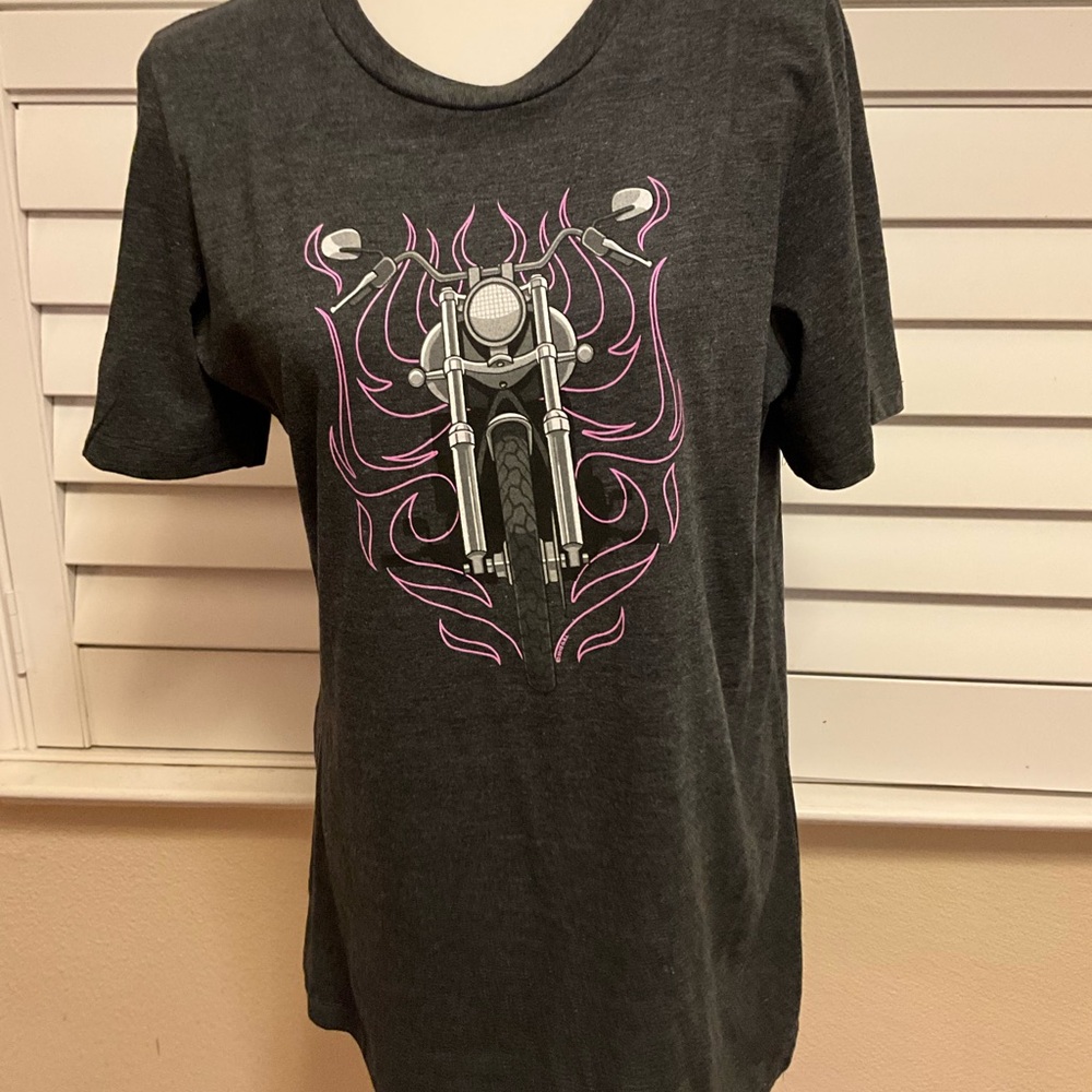 Charcoal Motorcycle Graphic Short Sleeve Tee - Women's